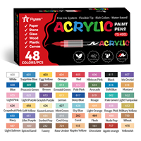 Ensemble de marqueurs de peinture acrylique Flysea 48 couleurs, pointe de pinceau souple, stylos et marqueurs de peinture acrylique pour artistes, artisanat DIY, toile, bois