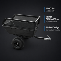 Remorque utilitaire tout-terrain robuste avec plateau inclinable - 1500 lb, pneus tout-terrain de 18 pouces, côtés en maille amovibles
