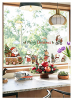 Pegatinas de Ventana Removibles y Reutilizables con Dibujos Animados de Navidad, Santa Claus y Animales del Bosque, para Habitaciones Infantiles y Decoración de Fiestas