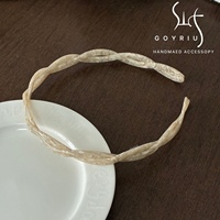 Headband Akrilik Gaya Prancis Desain Silang Terpilin Korea High-end Buatan Tangan Wanita Terinspirasi Vintage dengan Gigi Pengunci