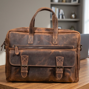 Sac messager pour ordinateur portable unisexe en cuir véritable de luxe moderne, imperméable, grande capacité, écologique, pour usage quotidien - Product Image 1