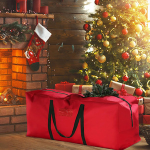 Set di Borsa Portaoggetti e Scatola per Decorazioni Natalizie Rossa Impermeabile con Cerniera e Maniglie per Proteggere le Decorazioni Festive - Product Image 6
