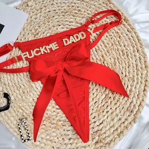 2025 rouge grand arc noël personnalisé strass lettres spécial string réglable caleçon pour les femmes - Product Image 4