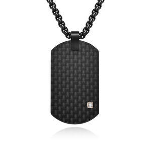 <span class=keywords><strong>Collier</strong></span> tendance en acier inoxydable style fibre de carbone géométrique avec pendentif plaque en zircon et placage or 18 carats - Product Image 1