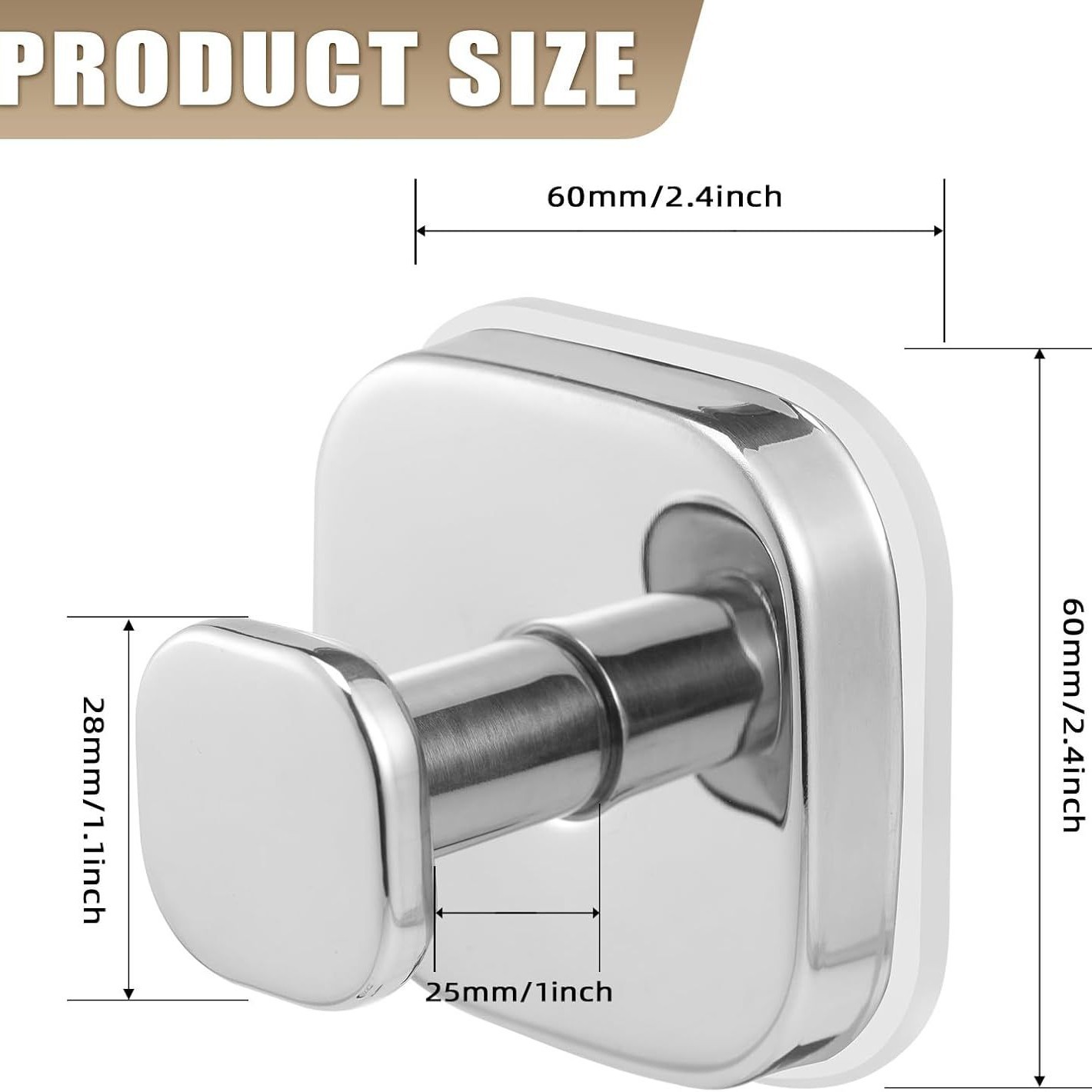Champignon à ventouse carré comme un argent clair brillant