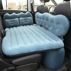 Colchón de cama de viaje para coche, cama inflable de flocado trasero para automóvil, sofá de campamento, esterilla para dormir, sofá, cama de soplado para niños, accesorios - Product Image 1