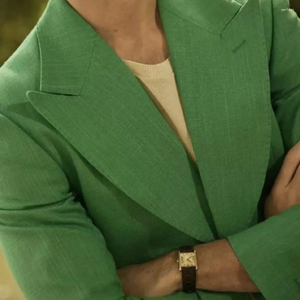 Costumes pour hommes en <span class=keywords><strong>lin</strong></span> vert beau <span class=keywords><strong>mariage</strong></span> marié été revers à pointe garçons d'honneur smokings sur mesure tenues d'affaires fête 2 pièces - Product Image 2