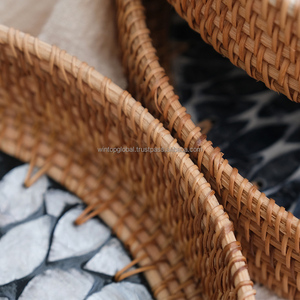 Bandejas de mimbre de ratán con base de ratán con incrustaciones de madreperla y Asa de inserción para servir frutas Bandejas DE MESA DE CAFÉ hechas a mano - Product Image 6