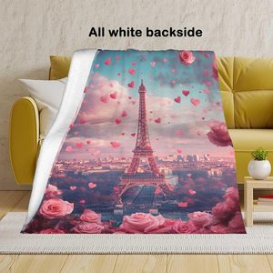 Couverture romantique avec tour Eiffel, couverture décorative <span class=keywords><strong>Paris</strong></span> avec roses, excellent cadeau pour les femmes et les couples - Product Image 3