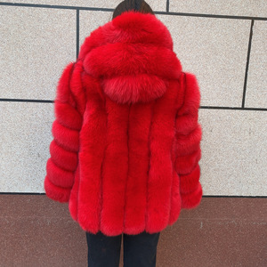 Nuovo Modello di Cappotto in Vera Pelliccia di Volpe Rossa con Cappuccio, Abbigliamento Invernale per <span class=keywords><strong>Donna</strong></span> - Product Image 4