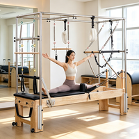 Reformer Pilates 3-en-1 en Chêne Premium avec Tour Cadillac – Machine de Pilates Professionnelle Personnalisable pour Studio et Salle de Sport à Domicile