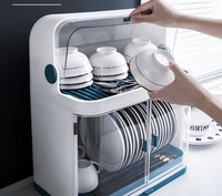 Boîte de rangement double couche pour vaisselle, organiseur de plats et de bols avec couvercle, égouttoir pour comptoir de cuisine et armoire