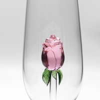Verre à vin rouge en borosilicate haute résistance, style créatif rose intense, idéal pour mariage, 301-400ml