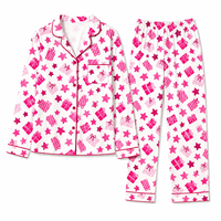 Ensemble de pyjamas de Noël personnalisés roses à col cranté pour toute la famille, en polyester, pour hommes, femmes et enfants, livraison directe, POD, MOQ 1 pièce