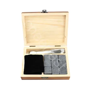Amazing Present Whiskey Chilling Ice Cube Rocks Stone And Velvet Pouch Set 9 Pcs Whisky Granite Stone Gift Set