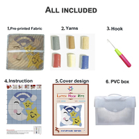 Kit de coussin à crochet floral DIY, ensemble complet de matériaux, housse de coussin personnalisée, décoration de canapé, cadeau pour adulte débutant