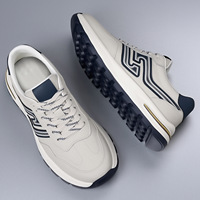 Chaussures pour hommes en cuir de vachette de première qualité, chaussures pour hommes à semelle épaisse en caoutchouc, chaussures décontractées de style sportif à la mode et polyvalentes, vente en gros