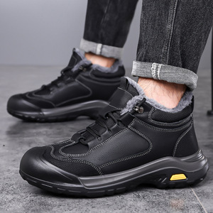 Chaussures d'hiver en coton chaud doublées de polaire pour hommes, chaussures de sport décontractées à lacets, semelle épaisse, antidérapantes, pour pères d'âge moyen et âgés - Product Image 4