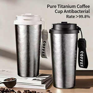 Vaso de Café de Titanio Puro de Doble Pared, Portátil, de 500 ml, con Logotipo Personalizado, para Regalo - Product Image 1