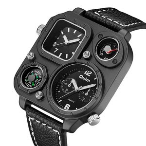 Montre à quartz de luxe Oulm pour homme avec <span class=keywords><strong>grand</strong></span> cadran carré, boîtier vintage, bracelet en cuir, mouvement Miyota, affichage à aiguilles - Product Image 1