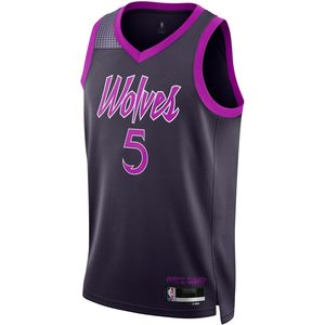 Maillot de basket-ball violet Minnesota Timberwolves pour enfants et jeunes de 8 à 20 ans, édition City, modèle Swingman, Anthony Edwards 5, col en V, anti-humidité - Product Image 2