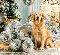 Boules de Noël en Verre Géantes de Qualité Supérieure pour la Décoration de Fêtes, de 10 cm à 100 cm, Argent et Noir, Effet Disco