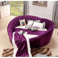 Cadre de lit rond moderne et romantique, mobilier de chambre à coucher d'hôtel, 200 cm, 220 cm, revêtement en velours, lit rond avec moteurs électriques
