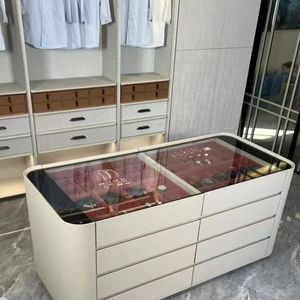 Modern Luxury Villa Home Bedroom Cloakroom Modular Open Walk in Glass Door Solid Wood Design Custom - Product Image 6