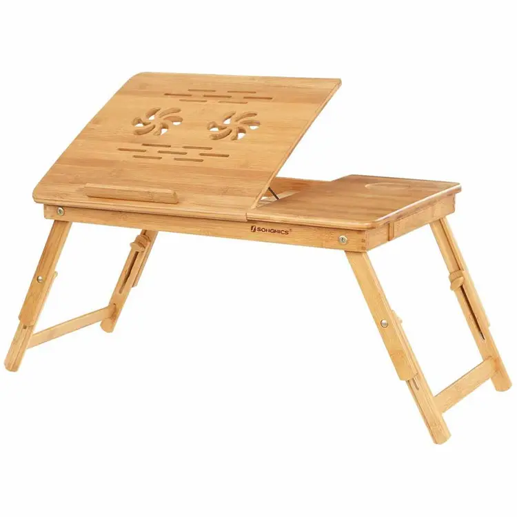 SONGMICS escritorio para mesa de bambu Adjustable Breakfast Bed Tray Table Laptop Bamboo Folding Computer Desk with Drawer
