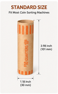 Rollos de Papel Kraft para Envolver Monedas Codificadas por Color, para Monedas de 10, 5, 25, 1 y 25 Centavos, y Dólares, Valor Mixto, 12 Rollos en Total - Product Image 5