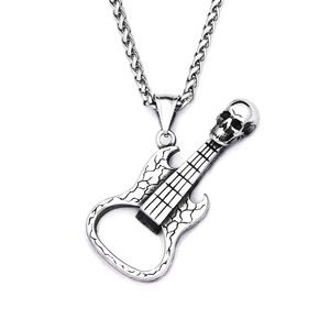 Yunnique – collier avec pendentif en forme de crâne de guitare, en acier inoxydable, style viking, ouvre-bouteille, bijoux cadeau pour hommes, chaîne de 60cm - Product Image 5