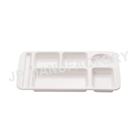 Plateau divisé en mélamine Plateau rectangulaire pour cantine scolaire Plateau de service en mélamine à 6 compartiments