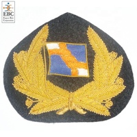 Patch brodé 3D en fil d'or pour casquette marine, en feutre non tissé, à coudre, écologique, personnalisé, OEM, fait main, pour chapeau en laine