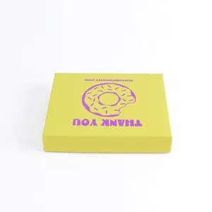 Venta caliente Donuts Embalaje Corrugado Amarillo Impresión Tapa de papel y caja base con inserto