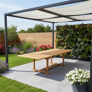 Dalton Extend Modern Lightweight Foldable <b>Dining</b> <b>Table</b> with <b>Rustic</b> Charm Teak Construction for Outdoor Villa <b>Dining</b> - Product Image 4