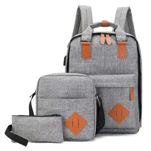 3 шт., новый дизайн, модный Многофункциональный школьный рюкзак с usb-зарядкой, 3 в 1, книжные сумки для средней школы