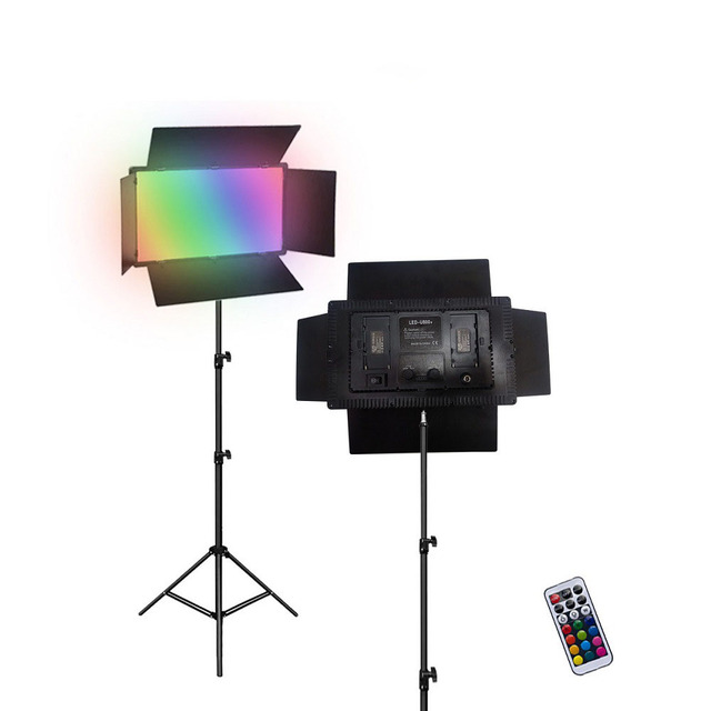 U 600+ 40W RGB LED Video Light Panel Bi-Color Lamp W/ Barn Door RA95 3200-5600K for Photo Studio Photography