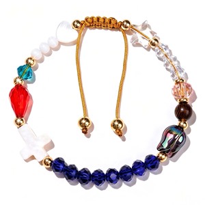 Braccialetto Artigianale 'Storia di Gesù' con Cristalli Curativi e Croce, Bracciali Intrecciati con Perline Regolabili, Gioielli Religiosi, Regalo per Lei - Product Image 1