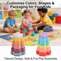 Jouets éducatifs Montessori neufs pour bébés, blocs de construction empilables souples en silicone, jouets d'empilage pour bébés, jouets de dentition souples pour bébés