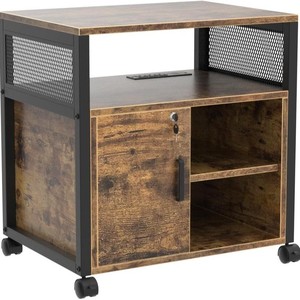 Iron Wood Filing <b>Cabinet</b> 3 Tier <b>Lockable</b> Storage Shelf Printer Stand Office Organizer - Product Image 5
