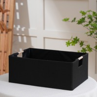 Boîte de rangement pliable noire de style campagnard avec poignée pour ranger divers objets