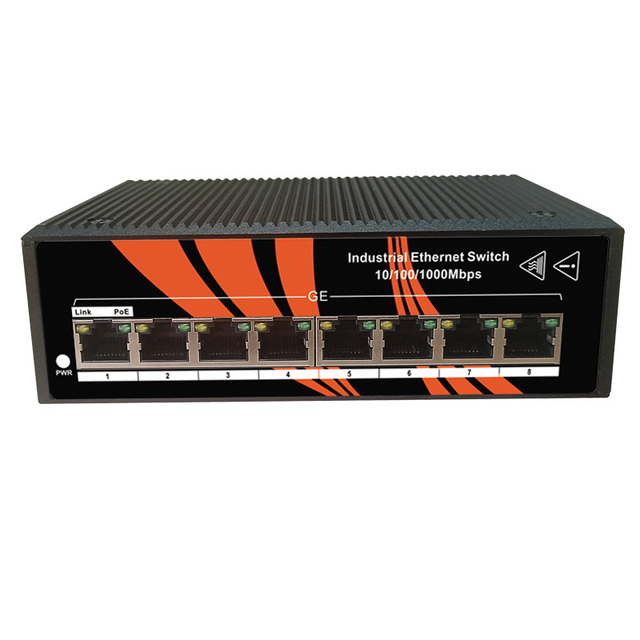Factory Price Outdoor 10/100/1000M Industrial Gigabit Ethernet Network Switches 8 Port Core PoE SNMP QoS DIN Rail Mount