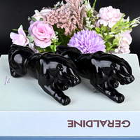 Artisanat en cristal naturel de haute qualité sculpté cristal pierre cristal noir obsidienne léopard sculptures pour la décoration