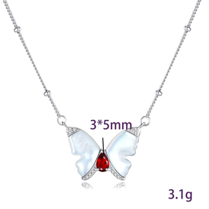 Delicado Collar Gargantilla con 9 Mariposas de Nácar, Plata de Ley 925, Piedra Natural Tallada en Forma de Pera de 3*5mm, Joyería Fina, Regalo de Moda - Product Image 6