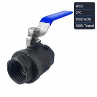 Válvula de Bola de 2 Piezas de Acero al Carbono WCB 1000 WOG con Rosca NPT BSP, Válvula de Bola de Dos Piezas con Palanca para Agua, Aceite, Gas, Tuberías Industriales