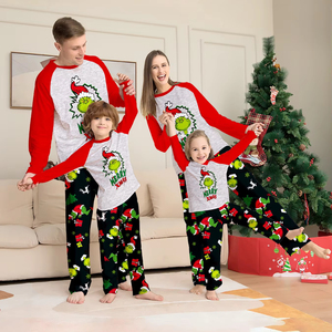 <span class=keywords><strong>Pijamas</strong></span> Tejidas a Juego Familiares Navideñas para el Hogar, Tallas Grandes, <span class=keywords><strong>de</strong></span> Dos Piezas, Personalizadas para Dropshipping con Logotipo Frontal - Product Image 1