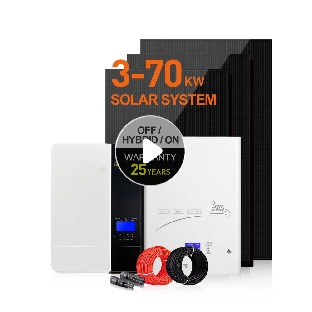 太陽光発電パネルシステム用のバッテリーを備えた完全なソーラーシステム3Kwから70Kwオフグリッドソーラーカスタマイズされた太陽光発電システム