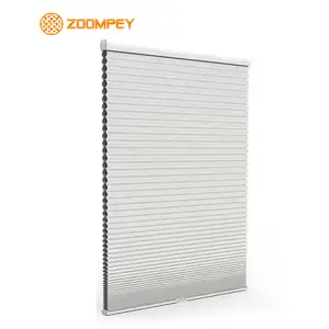Vente en gros tissu plissé d'intérieur cellulaire motorisé occultant porte coulissante stores en nid d'abeille volets d'ombrage pour fenêtre - Product Image 1