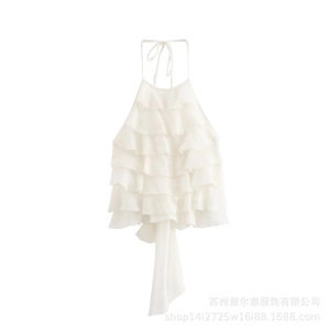 ZAR夏季新款女装欧美风法式设计时尚休闲风格高腰3D效果挂脖 - Product Image 6