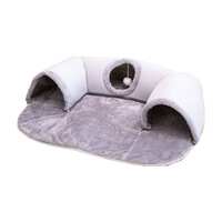 Nouveau Lit Tunnel pour Chat Gris à Trois Trous, Toutes Saisons, Amovible, Lavable, Fermé, Rembourré en Coton PP, Design Labyrinthe d'Entrée